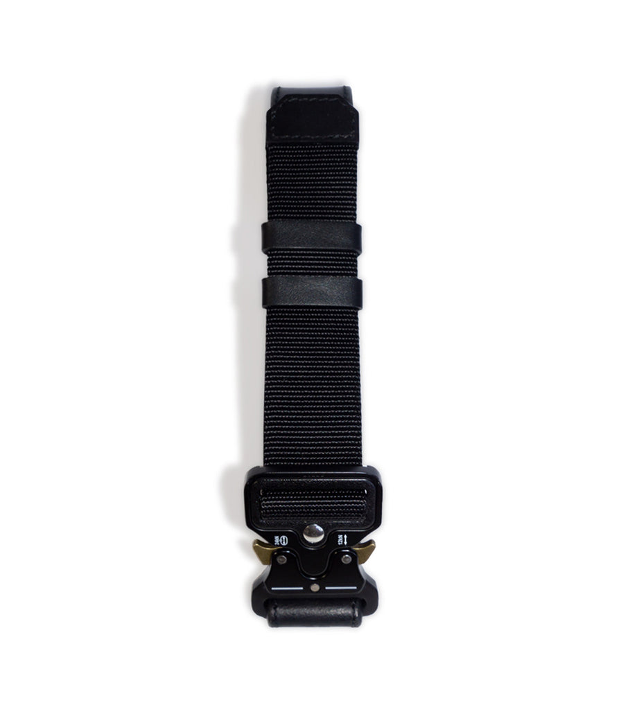 Adjustable jet buckle belt made from nylon and genuine leather from badami and co