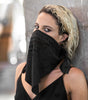 model wearing badami lightweight leather scarf