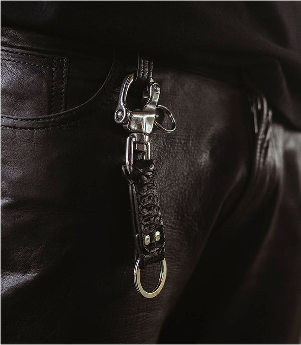Detail Heavy duty keychain made from snake skin by badami and co